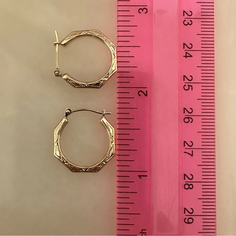 14k Solid Gold Hoop Earrings - Picture 6 of 16